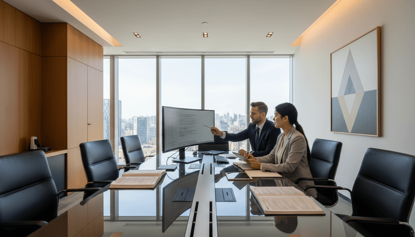 Equipo de abogados profesionales trabajando juntos en la oficina de Advocatius Bufete Jurídico